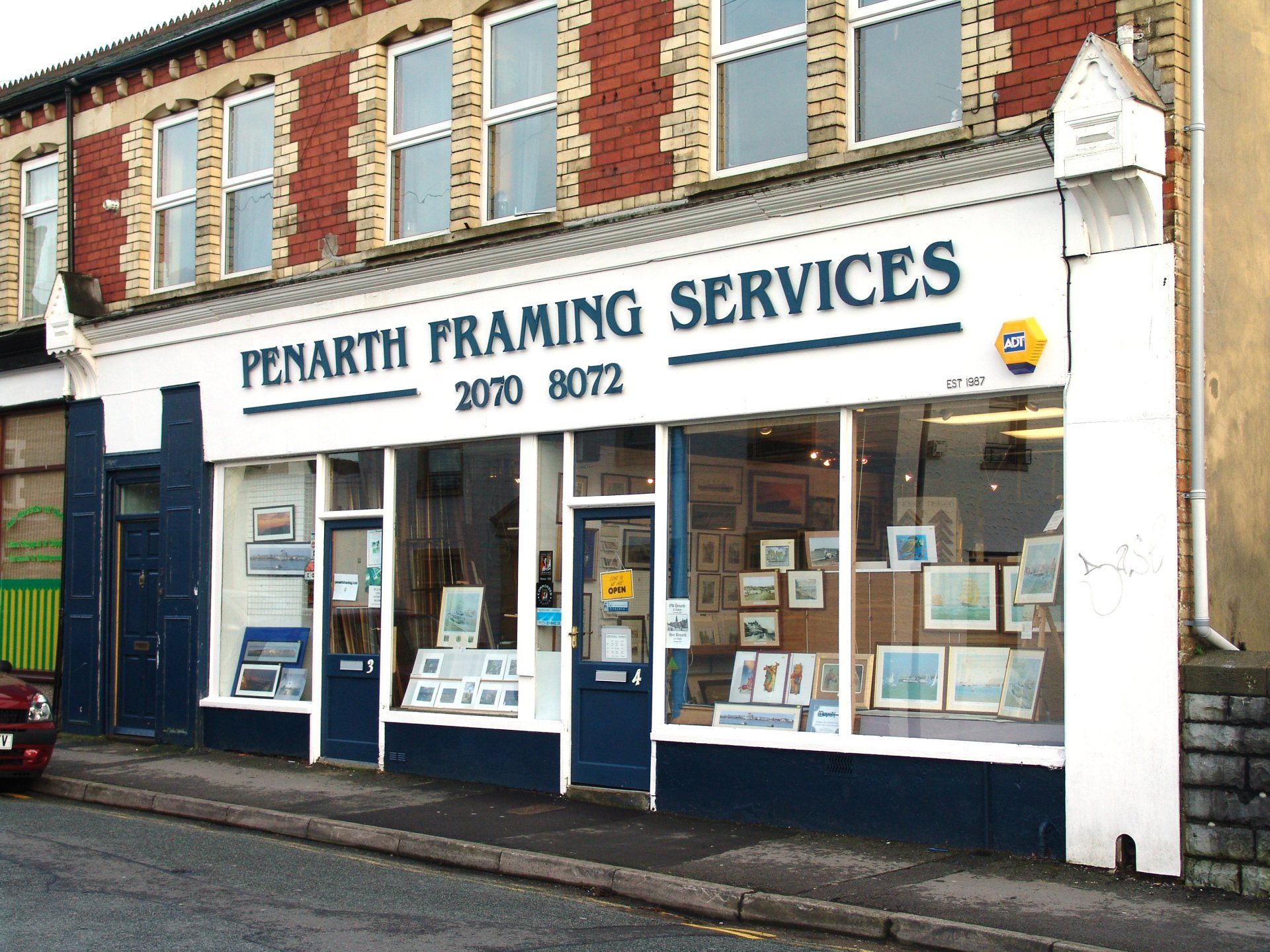 The shopfront of a picture framing workshop in Penarth