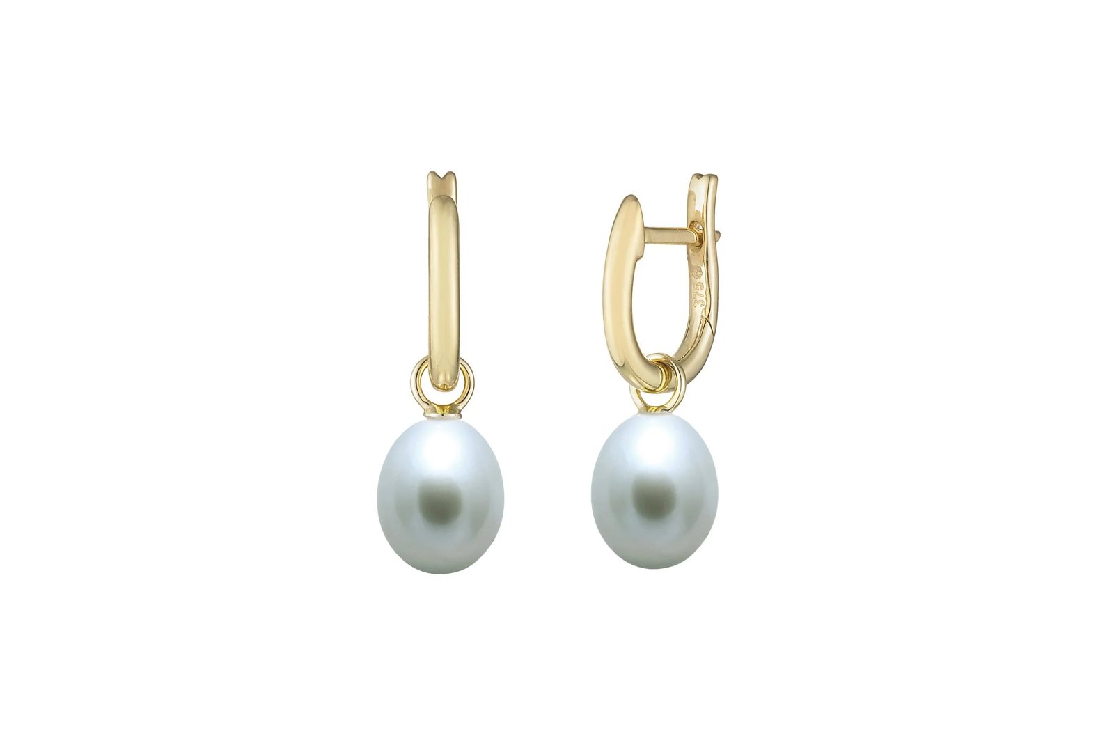 Pearl drop earrings in gold, made by a Monmouth goldsmith